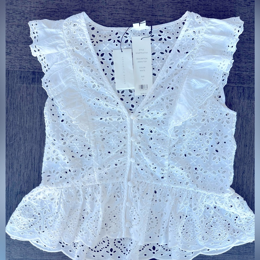 Veronica Beard ruffled top in white